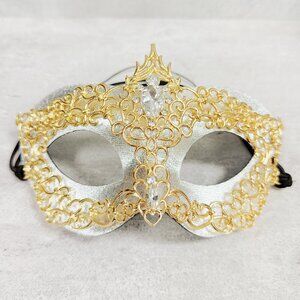 Vintage mask, theatrical mask, 2 in 1 silver mask, cosplay mask, Prom mask